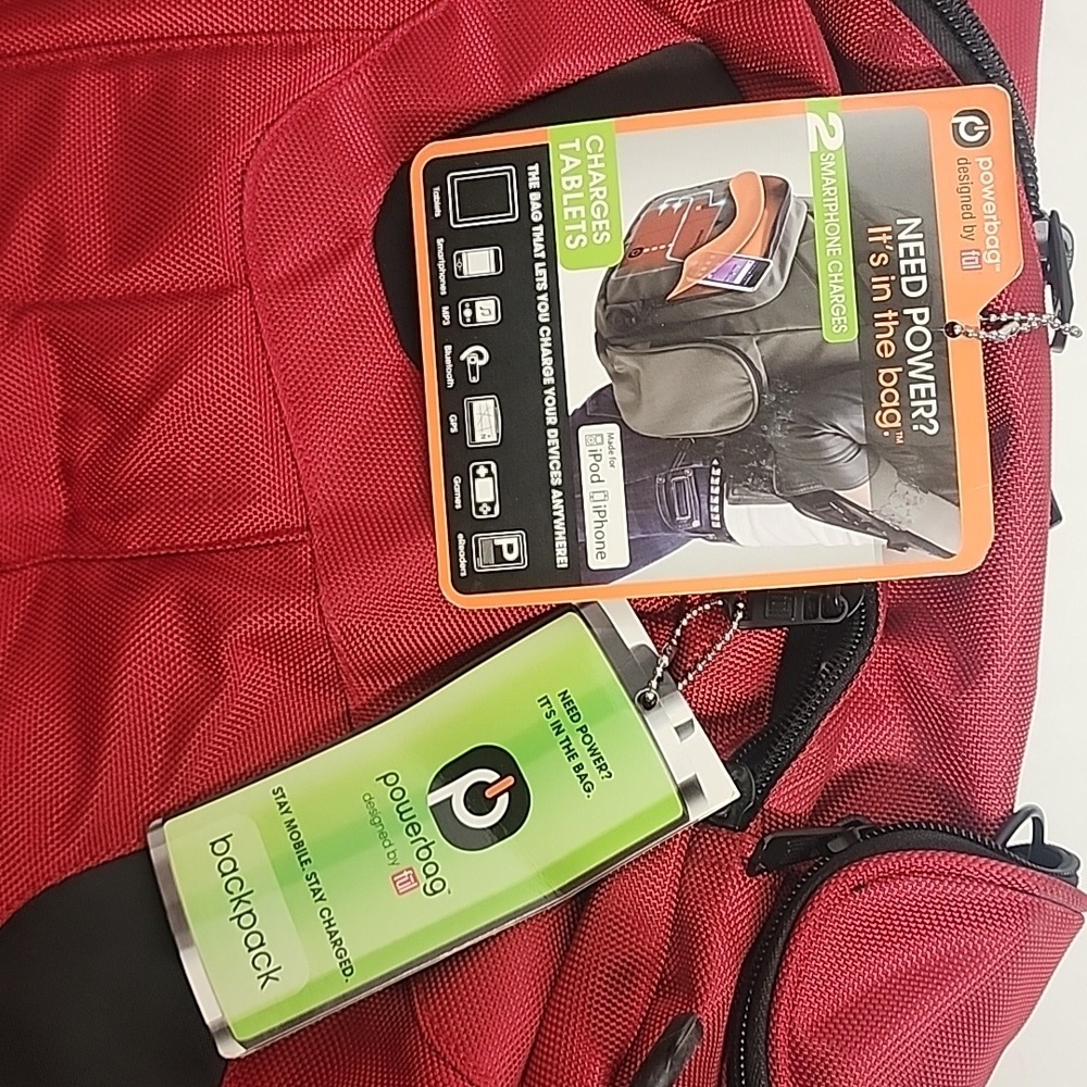 FUL Powerbag Red Backpack with Black Accents NWT Great Gift Need Power? - Picture 15 of 16